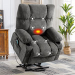 JONPONY Power Lift Recliner Chair Recliners for Elderly with Heat and Massage Recliner Chair for Living Room with Infinite Position and Side Pocket,USB Charge Port,Grey