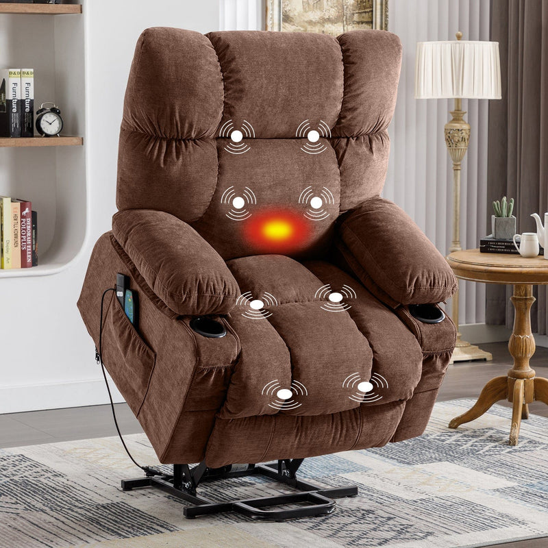 JONPONY Power Lift Recliner Chair Recliners for Elderly with Heat and Massage Recliner Chair for Living Room with Infinite Position and Side Pocket,USB Charge Port,Grey
