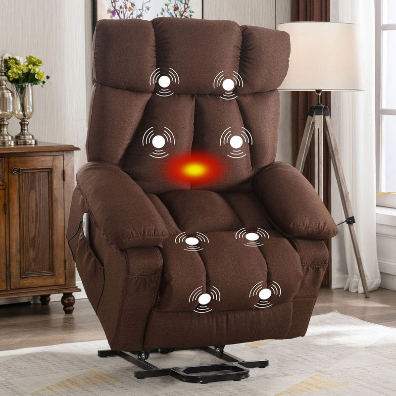 JONPONY Power Lift Recliner Chair Recliners for Elderly with Heat and Massage Recliner Chair for Living Room with Infinite Position and Side Pocket,USB Charge Port,Grey