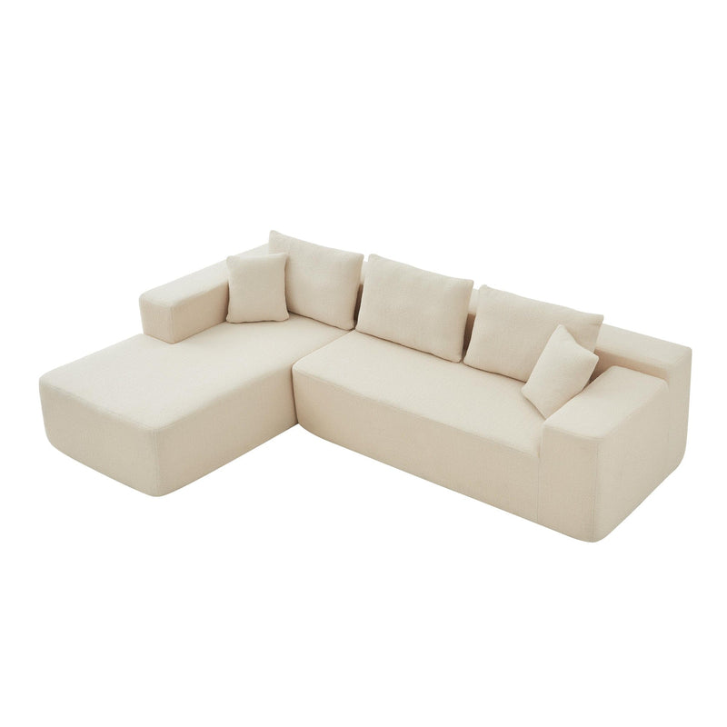 104.33" Sponge Sectional Sofa Couch for Living Room,L Shaped Modern Lamb Modular High Density Sponge Floor Sofa,Upholstered Corner Cloud Couch