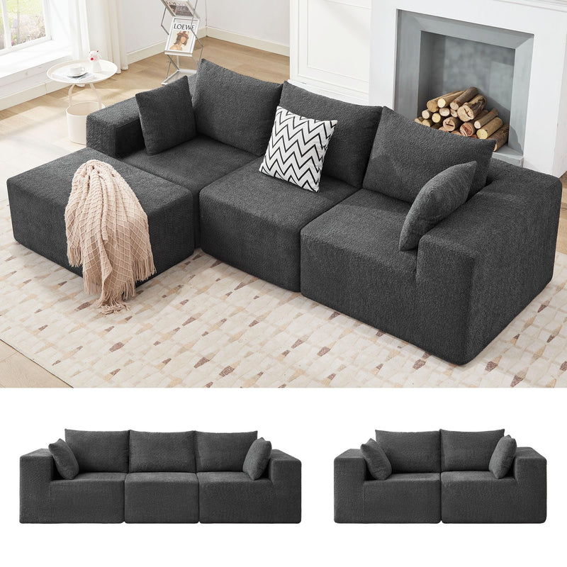 JONPONY 103" Modular Sectional Sofa, L Shaped Cloud Sectional Couch with Deep Seats, Modern Boneless Couch with Chaise, No Assembly Foam Couches, Upholstered Couches for Living Room & Bedroom
