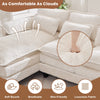 JONPONY 109.45" Modular Sectional Sofa with Double Cushion Sleeper Chaise,Modern Comfy Boucle Couch with Waist Pillows for Living Room,Beige