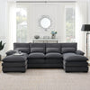 JONPONY 109.8" U Shaped Couch, 4 Seat Sectional with 4 Throw Pillows, Convertible Upholstery Symmetrical Sofá,High Dense Memory Foam with Double Chaise Lounge &Memory Foam for Living Room, Grey