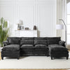 JONPONY 109.8" U Shaped Couch, 4 Seat Sectional with 4 Throw Pillows, Convertible Upholstery Symmetrical Sofá,High Dense Memory Foam with Double Chaise Lounge &Memory Foam for Living Room, Grey