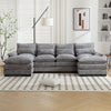 JONPONY 109.8" U Shaped Couch, 4 Seat Sectional with 4 Throw Pillows, Convertible Upholstery Symmetrical Sofá,High Dense Memory Foam with Double Chaise Lounge &Memory Foam for Living Room, Grey