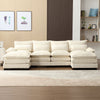 JONPONY 109.8" U Shaped Couch, 4 Seat Sectional with 4 Throw Pillows, Convertible Upholstery Symmetrical Sofá,High Dense Memory Foam with Double Chaise Lounge &Memory Foam for Living Room, Grey