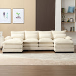 JONPONY 109.8" U Shaped Couch, 4 Seat Sectional with 4 Throw Pillows, Convertible Upholstery Symmetrical Sofá,High Dense Memory Foam with Double Chaise Lounge &Memory Foam for Living Room, Grey