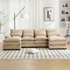 JONPONY 109.8" U Shaped Couch, 4 Seat Sectional with 4 Throw Pillows, Convertible Upholstery Symmetrical Sofá,High Dense Memory Foam with Double Chaise Lounge &Memory Foam for Living Room, Grey