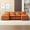 JONPONY 109.8" U Shaped Couch, 4 Seat Sectional with 4 Throw Pillows, Convertible Upholstery Symmetrical Sofá,High Dense Memory Foam with Double Chaise Lounge &Memory Foam for Living Room, Grey