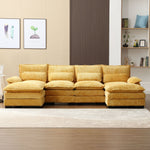 JONPONY 109.8" U Shaped Couch, 4 Seat Sectional with 4 Throw Pillows, Convertible Upholstery Symmetrical Sofá,High Dense Memory Foam with Double Chaise Lounge &Memory Foam for Living Room, Grey