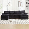 JONPONY 109.8" U Shaped Couch, 4 Seat Sectional with 4 Throw Pillows, Convertible Upholstery Symmetrical Sofá,High Dense Memory Foam with Double Chaise Lounge &Memory Foam for Living Room, Grey