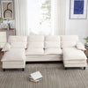 JONPONY 109.8" U Shaped Couch, 4 Seat Sectional with 4 Throw Pillows, Convertible Upholstery Symmetrical Sofá,High Dense Memory Foam with Double Chaise Lounge &Memory Foam for Living Room, Grey