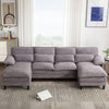 JONPONY 109.8" U Shaped Couch, 4 Seat Sectional with 4 Throw Pillows, Convertible Upholstery Symmetrical Sofá,High Dense Memory Foam with Double Chaise Lounge &Memory Foam for Living Room, Grey