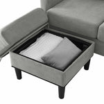 JONPONY 35.5" L Shaped Couch With Storage Reversible Ottoman Bench 3 Seater for Living Room, Apartment, Compact Spaces