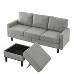 JONPONY 35.5" L Shaped Couch With Storage Reversible Ottoman Bench 3 Seater for Living Room, Apartment, Compact Spaces