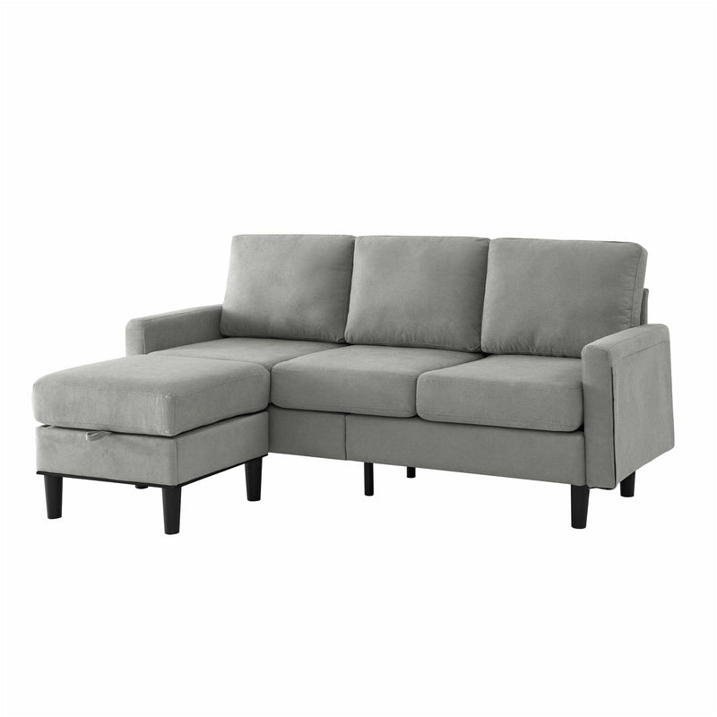 JONPONY 35.5" L Shaped Couch With Storage Reversible Ottoman Bench 3 Seater for Living Room, Apartment, Compact Spaces