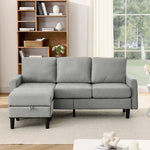 JONPONY 35.5" L Shaped Couch With Storage Reversible Ottoman Bench 3 Seater for Living Room, Apartment, Compact Spaces