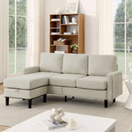 JONPONY 35.5" L Shaped Couch With Storage Reversible Ottoman Bench 3 Seater for Living Room, Apartment, Compact Spaces