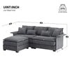 JONPONY 95" Luxury Sectional Sofa with Bentwood Armrests,4 seat Upholstered Indoor Furniture with Double Cushions,L Shape Couch with Ottoman for Living Room,Grey