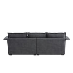 JONPONY 95" Luxury Sectional Sofa with Bentwood Armrests,4 seat Upholstered Indoor Furniture with Double Cushions,L Shape Couch with Ottoman for Living Room,Grey