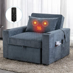 JONPONY Convertible Sleeper Chair Bed with Massage and Heat Pillow, 3 in 1 Sleeper Multi-Functional Chair Sofa Bed for Drawing Room,Bedroom for Adult
