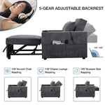 JONPONY Convertible Sleeper Chair Bed with Massage and Heat Pillow, 3 in 1 Sleeper Multi-Functional Chair Sofa Bed for Drawing Room,Bedroom for Adult