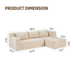 JONPONY L Shape Sofa, 2 Pcs Anti-Slip Sofa for 3 + 3 Seaters Chaise Cushion Couch with Pillowcases, Living Room foam sofa free installation