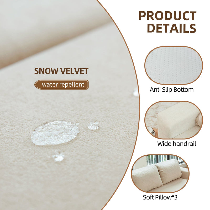JONPONY L Shape Sofa, 2 Pcs Anti-Slip Sofa for 3 + 3 Seaters Chaise Cushion Couch with Pillowcases, Living Room foam sofa free installation