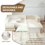 JONPONY L Shape Sofa, 2 Pcs Anti-Slip Sofa for 3 + 3 Seaters Chaise Cushion Couch with Pillowcases, Living Room foam sofa free installation