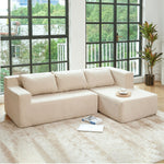 JONPONY L Shape Sofa, 2 Pcs Anti-Slip Sofa for 3 + 3 Seaters Chaise Cushion Couch with Pillowcases, Living Room foam sofa free installation