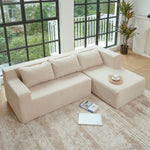 JONPONY L Shape Sofa, 2 Pcs Anti-Slip Sofa for 3 + 3 Seaters Chaise Cushion Couch with Pillowcases, Living Room foam sofa free installation