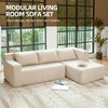 JONPONY L Shape Sofa, 2 Pcs Anti-Slip Sofa for 3 + 3 Seaters Chaise Cushion Couch with Pillowcases, Living Room foam sofa free installation