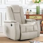 Kbest Power Recliner Chair with Cup Holders and Hidden Arm Storage Leather Home Theater Recliner with with USB Ports