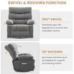 JONPONY Swivel Rocker Recliner Chair, Ergonomic Lounge Chair for Living Room,Small Spaces with Rocking Function,360° Swivel,Side Pocket