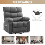 JONPONY Swivel Rocker Recliner Chair, Ergonomic Lounge Chair for Living Room,Small Spaces with Rocking Function,360° Swivel,Side Pocket