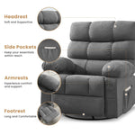 JONPONY Swivel Rocker Recliner Chair, Ergonomic Lounge Chair for Living Room,Small Spaces with Rocking Function,360° Swivel,Side Pocket