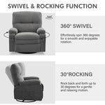 Power Swivel Rocker Recliner Chair with USB Port, 270¡ãElectric Swivel Recliner Chairs for Adults, Overstuffed Rocking Reclining Chair for Living Room,Bedroom, Nursery