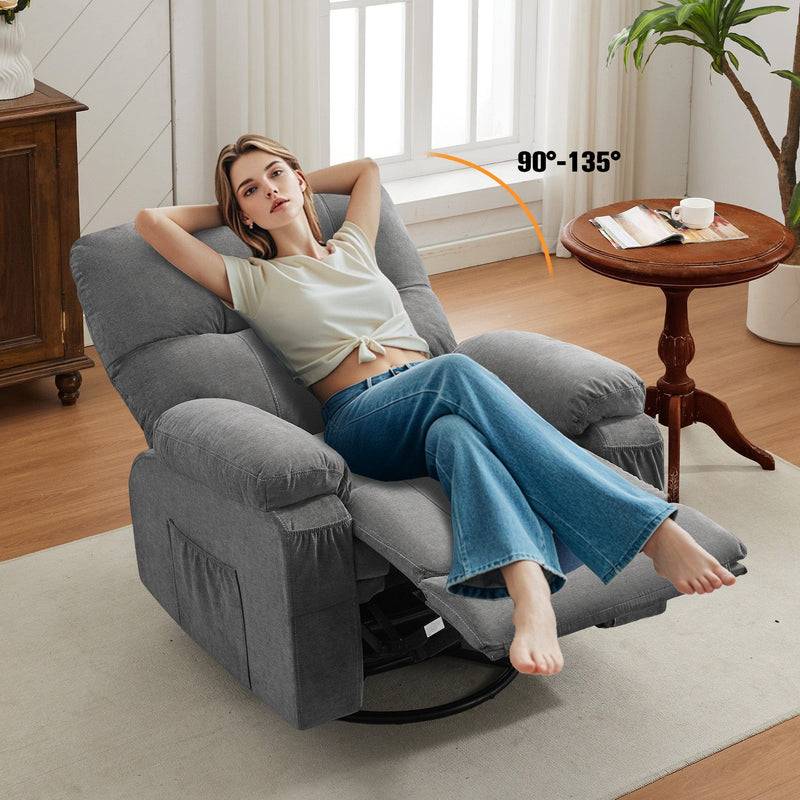 Power Swivel Rocker Recliner Chair with USB Port, 270¡ãElectric Swivel Recliner Chairs for Adults, Overstuffed Rocking Reclining Chair for Living Room,Bedroom, Nursery
