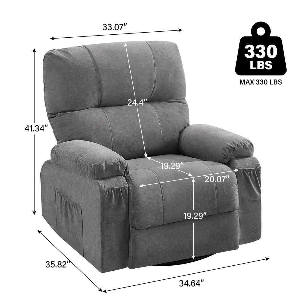 Power Swivel Rocker Recliner Chair with USB Port, 270¡ãElectric Swivel Recliner Chairs for Adults, Overstuffed Rocking Reclining Chair for Living Room,Bedroom, Nursery