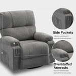Power Swivel Rocker Recliner Chair with USB Port, 270¡ãElectric Swivel Recliner Chairs for Adults, Overstuffed Rocking Reclining Chair for Living Room,Bedroom, Nursery